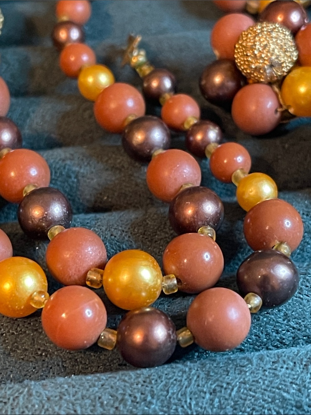 1960’s Japan Multi-Colored Beaded Tassel Necklace & Clip-On Earring Set - Picture 9 of 9